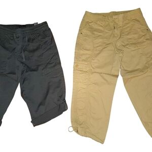 Women's Green and Yellow Crop Pants Size 4.